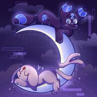 amount:pair atmosphere:clouds atmosphere:night body-type:feral forehead-gem hall-of-fame:bronze moon series:eeveelutions series:pokemon species:espeon species:umbreon style:dithering style:glow style:kawaii style:no-anti-aliasing // 1000x1000 // 141KB