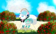 amount:solo atmosphere:beach atmosphere:flowers atmosphere:town body-type:feral flower hall-of-fame:bronze hall-of-fame:silver happy outfit species:alolan-vulpix spring-outfit style:girly style:intentional-blur style:playful wearing-bow // 2665x1620 // 383KB