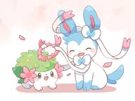 amount:pair body-type:feral feminine flower series:eeveelutions series:pokemon species:shaymin species:shiny-pokemon species:sylveon style:girly style:grainy-lines style:playful wearing-flower // 2000x1500 // 183KB