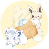 amount:multiple body-type:feral ice-cream series:pokemon species:alolan-vulpix species:eevee species:shiny-pokemon species:snom style:outline // 1280x1280 // 112KB