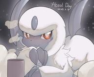 amount:solo blushing body-type:feral hot-chocolate species:absol style:kawaii visibly-shy visual-teasing wallpaper-material // 2048x1681 // 212KB