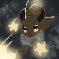 amount:solo atmosphere:clouds atmosphere:night atmosphere:powerful atmosphere:stary body-type:feral series:pokemon species:eevee style:dim style:glow // 2048x2048 // 241KB