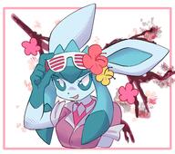 amount:solo body-type:anthro body-type:semi-anthro feminine flower outfit sassy series:eeveelutions series:pokemon species:glaceon style:dithering style:girly style:kemono sunglasses wearing-flower // 1910x1692 // 307KB
