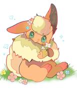 amount:solo atmosphere:field body-type:feral feminine flower series:eeveelutions series:pokemon species:flareon style:chromatic-aberration style:colored-lines style:girly wearing-flower // 1181x1476 // 116KB