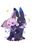 amount:pair body-type:feral dress forehead-gem outfit series:eeveelutions series:pokemon species:espeon species:umbreon wearing-bow // 1181x1748 // 129KB