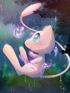 amount:solo atmosphere:forest atmosphere:rain body-type:feral rain species:mew style:kawaii telekinesis // 2142x2863 // 433KB