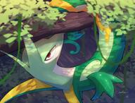 amount:solo atmosphere:forest body-type:semi-anthro glaring species:serperior style:kawaii // 3000x2288 // 452KB