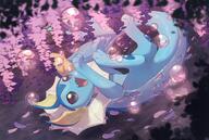 amount:solo atmosphere:bubbles atmosphere:flowers atmosphere:lake atmosphere:sunlight body-type:feral series:eeveelutions series:pokemon species:vaporeon style:contrasting-colors style:kawaii wisteria // 2686x1811 // 488KB