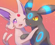 affection amount:pair body-type:feral cuddling forehead-gem series:eeveelutions series:pokemon species:espeon species:shiny-pokemon species:umbreon style:glow style:irregularly-shaped-sparkles style:kawaii // 2048x1682 // 181KB