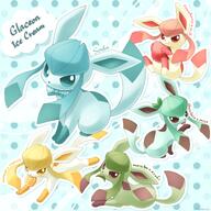 amount:multiple atmosphere:creatures-associated-with-items body-type:feral series:eeveelutions series:pokemon species:food-creature species:glaceon style:abstract-background style:outline // 2300x2300 // 493KB