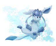 amount:solo atmosphere:flowers body-type:feral flower series:eeveelutions series:pokemon species:glaceon style:blue style:chromatic-aberration // 1200x1000 // 105KB
