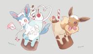 amount:pair atmosphere:cafe body-type:feral milk series:eeveelutions series:pokemon species:eevee species:shiny-pokemon species:sylveon sundae wearing-bow // 1792x1036 // 132KB