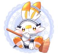 amount:solo atmosphere:fancy body-type:feral body-type:semi-anthro maid outfit species:scorbunny style:kawaii style:playful // 1082x1023 // 117KB