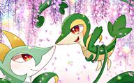 amount:pair atmosphere:flowers atmosphere:forest atmosphere:petals body-type:semi-anthro flower species:serperior species:snivy style:kawaii style:over-exposure style:prism wisteria // 1599x999 // 236KB