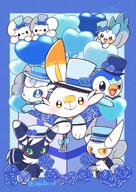 amount:multiple balloons body-type:feral body-type:semi-anthro boquet feminine flower hat species:alolan-vulpix species:meowstic species:pachirisu species:piplup species:scorbunny species:tandemaus style:blue style:contrasting-colors style:girly wearing-flower // 1240x1754 // 394KB