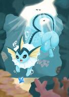 amount:solo atmosphere:sunlight atmosphere:undersea body-type:feral series:eeveelutions series:pokemon species:vaporeon style:intentional-blur style:lineless // 1447x2047 // 190KB