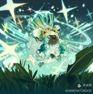 amount:multiple atmosphere:field atmosphere:night atmosphere:powerful body-type:blob body-type:feral species:oddish species:wooloo style:girly style:glow style:sparkly terastallization // 690x696 // 1.0MB