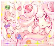 amount:pair body-type:blob body-type:semi-anthro food hall-of-fame:bronze hall-of-fame:gold hall-of-fame:silver species:alcremie species:food-creature species:milcery style:abstract-background style:girly style:kawaii style:one-color style:pink style:playful style:sparkly style:very-girly sweets wallpaper-material // 1434x1224 // 203KB