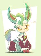 amount:solo atmosphere:sunlight body-type:feral maid outfit series:eeveelutions series:pokemon species:leafeon style:colored-lighting style:colored-lines style:kawaii visibly-shy // 1011x1368 // 107KB
