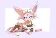 amount:solo atmosphere:sunlight body-type:feral cookies eating forehead-gem maid outfit series:eeveelutions series:pokemon smug species:espeon style:colored-lighting style:colored-lines style:kawaii visual-teasing // 1538x1045 // 96KB