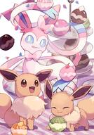 amount:multiple body-type:feral food pokepuff series:eeveelutions series:pokemon species:eevee species:sylveon style:girly style:intentional-blur style:kawaii sweets // 1431x2048 // 492KB