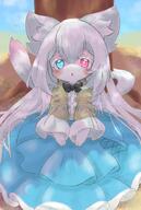 amount:solo atmosphere:field atmosphere:sunlight body-type:anthro dress formal-wear hair hall-of-fame:bronze heterochromia outfit species:cat style:kemono wearing-bow // 1084x1618 // 223KB