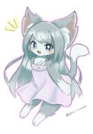 amount:solo body-type:semi-anthro catgirl long-hair species:cat style:chibi style:girly style:outline style:playful sundress // 1423x2048 // 217KB