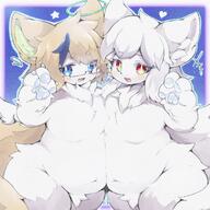 amount:pair amount:solo belly-squish body-type:pair body-type:slightly-chubby glasses nerdy pressing-same-body-part-against-each-other species:cat style:kemono style:outline // 2000x2000 // 431KB