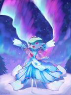 amount:solo atmosphere:aurora atmosphere:garden atmosphere:hills atmosphere:snowy body-type:anthro body-type:slim dress hall-of-fame:bronze species:gardevoir // 1536x2048 // 289KB