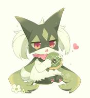 amount:solo body-type:semi-anthro donut food species:meowscarada style:chibi style:green style:kawaii sweets // 2000x2200 // 189KB