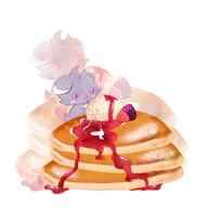 amount:solo body-type:semi-anthro eating food pancakes series:pokemon species:espurr // 600x600 // 232KB