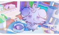amount:solo atmosphere:home body-type:semi-anthro food-bowl series:pokemon species:espurr style:watercolor // 2048x1250 // 2.8MB