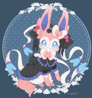 amount:solo atmosphere:frilly-background atmosphere:regal body-type:feral dress feminine flower outfit series:eeveelutions series:pokemon species:sylveon style:contrasting-colors style:dark-background style:girly style:goth style:kawaii wearing-bow wearing-flower // 2303x2472 // 6.0MB