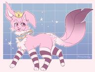 amount:solo body-type:feral crown fluffified oc scarf series:eeveelutions series:pokemon species:leafeon style:outline style:pastel-colors style:white-border thigh-highs // 1723x1323 // 190KB