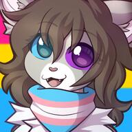 amount:solo body-type:anthro heterochromia pride scarf species:cat style:kemono // 2000x2000 // 291KB