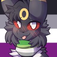 amount:solo blep blushing body-type:feral fluffified pride scarf series:eeveelutions series:pokemon species:umbreon style:icon // 2000x2000 // 223KB