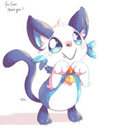 amount:solo body-type:semi-anthro catgirl collar freckles hall-of-fame:bronze series:pokemon silly species:oshawott species:otter style:grainy-lines style:kawaii // 877x1000 // 130KB