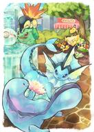 amount:multiple atmosphere:town body-type:feral body-type:semi-anthro fountain hall-of-fame:bronze lotus series:eeveelutions series:pokemon species:bulbasaur species:chikorita species:cyndaquil species:fennekin species:jirachi species:quagsire species:vaporeon // 1069x1500 // 286KB