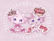 amount:pair atmosphere:regal body-type:semi-anthro crown outfit series:pokemon species:espurr style:girly style:one-color style:pink // 1280x960 // 1.6MB