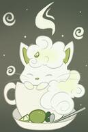 amount:solo body-type:feral cramped lime oc species:alolan-vulpix style:green tea whiskers // 1933x2885 // 838KB
