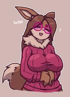 amount:solo body-type:anthro casual-outfit glasses nerdy series:pokemon species:eevee style:kemono style:outline sweater // 922x1272 // 96KB