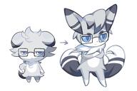 amount:pair annoyed body-type:semi-anthro character:raymond glasses nerdy oc series:pokemon species:espurr species:fusion species:meowstic // 2048x1368 // 157KB