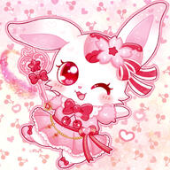 amount:solo body-type:semi-anthro character:ruby-jewelpet cherry dress hall-of-fame:bronze hall-of-fame:silver idol magical-girl species:bunny style:girly style:one-color style:outline style:pink style:playful style:very-girly style:very-playful wearing-bow // 1476x1476 // 2.2MB