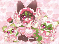 amount:multiple body-type:anthro body-type:feral body-type:semi-anthro maid outfit species:floragato species:meowscarada species:sprigatito style:girly style:one-color style:outline style:pink style:playful style:very-girly style:very-playful // 2024x1532 // 2.3MB