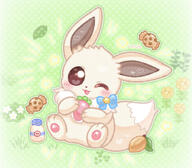 amount:solo body-type:feral candy milk persim-berry series:pokemon species:eevee species:shiny-pokemon style:abstract-background style:dithering style:grainy-lines style:playful style:very-playful // 1627x1427 // 1.9MB