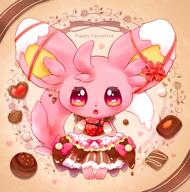 amount:solo atmosphere:cafe atmosphere:valentines-day body-type:semi-anthro chocolate chocolatier dress species:minccino style:kawaii wearing-bow // 2026x2048 // 443KB