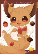 amount:solo body-type:feral chocolate holding-heart series:pokemon species:eevee style:abstract-background style:kawaii wearing-bow // 1448x2048 // 217KB