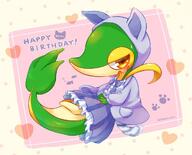 amount:solo body-type:semi-anthro catgirl hoodie outfit schoolgirl-outfit skirt species:snivy style:abstract-background style:kawaii sweater // 1024x824 // 94KB