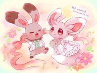amount:pair body-type:feral body-type:semi-anthro boquet dress hall-of-fame:bronze outfit species:bunnelby species:minccino style:girly style:kawaii style:playful wedding-dress // 2048x1534 // 325KB