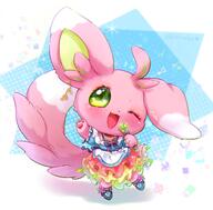 amount:solo body-type:semi-anthro dress idol microphone species:minccino species:shiny-pokemon style:abstract-background style:girly style:kawaii // 2322x2283 // 331KB